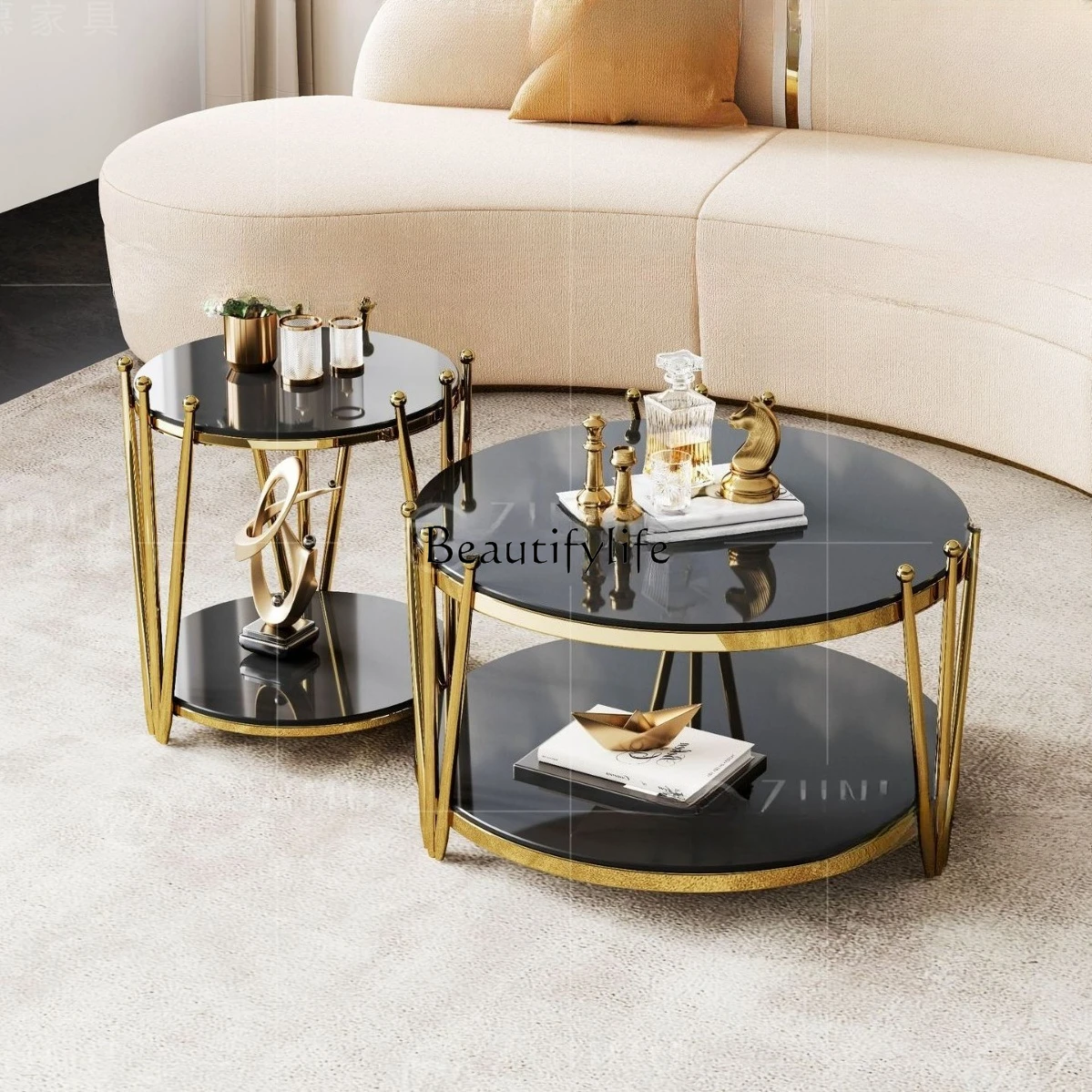 Italian Style Light Luxury Tempered Glass Coffee Table Home Gold Stainless Steel Round Corner Table
Italian Style Light Luxury Tempered Glass Coffee Table Home Gold Stainless Steel Round Corner Table