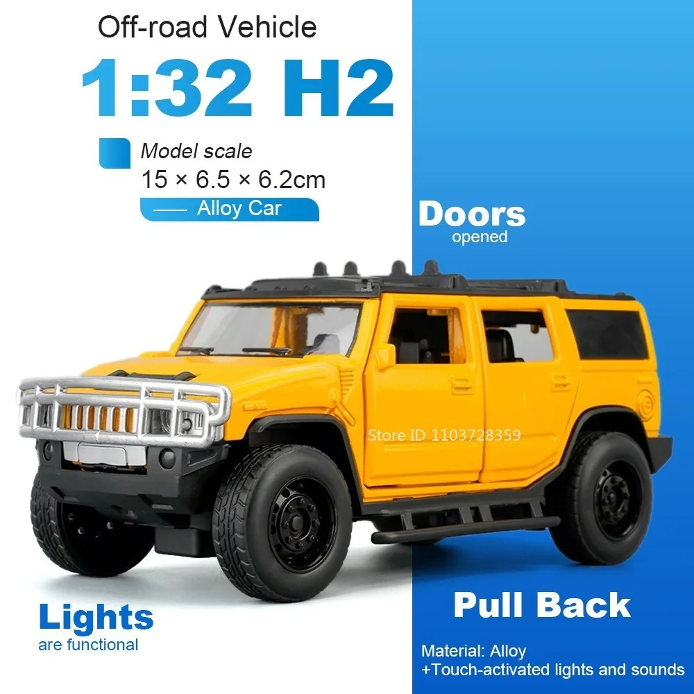Миниатюрная модель внедорожника H2 Tacoma 1:32, игрушка из литого сплава, с функцией отката, звуком и светом, открывающиеся двери, для детей, развивающая игрушка
Миниатюрная модель внедорожника H2 Tacoma 1:32, игрушка из литого сплава, с функцией отката, звуком и светом, открывающиеся двери, для детей, развивающая игрушка