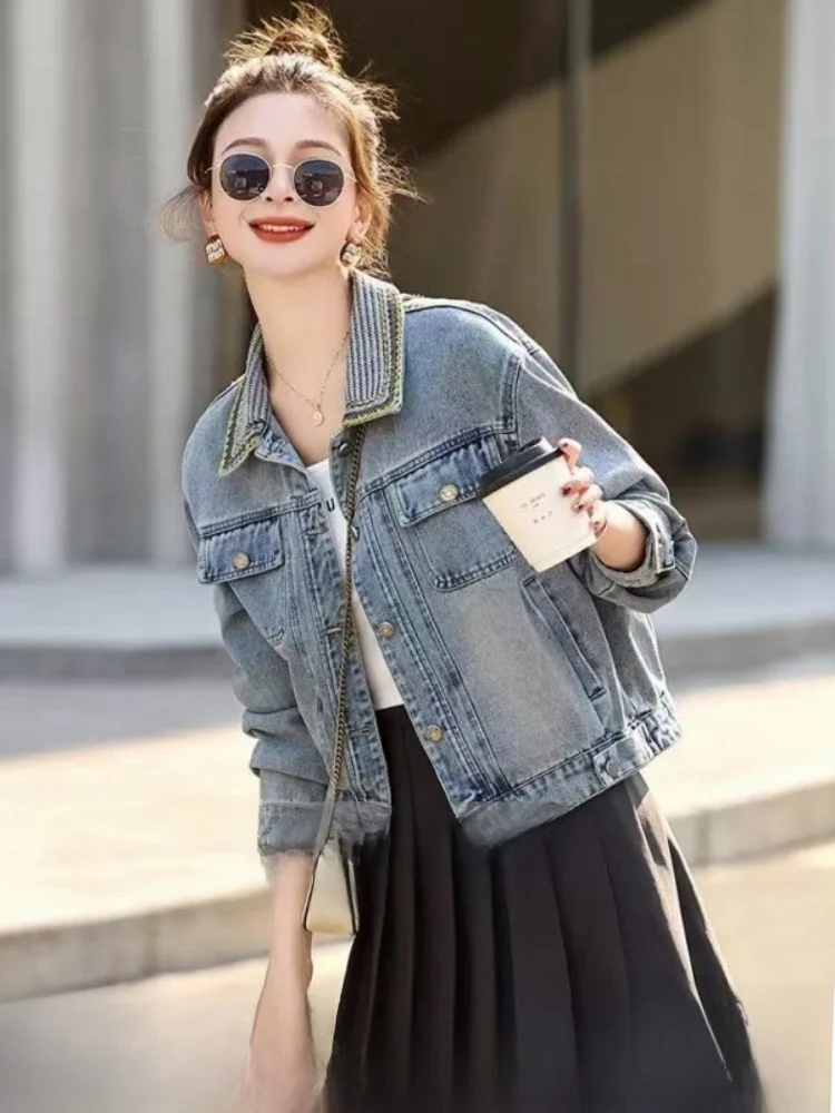 Casual Denim Jacket for Women Spring Autumn Vintage Elegant Fashionable Top Women's Premium Short Coat with Pockets
Casual Denim Jacket for Women Spring Autumn Vintage Elegant Fashionable Top Women's Premium Short Coat with Pockets