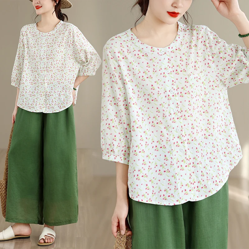 Loose Lightweight Summer Shirt for plus Size Women Vintage Floral Print Casual Outerwear Comfortable Breathable Top
Loose Lightweight Summer Shirt for plus Size Women Vintage Floral Print Casual Outerwear Comfortable Breathable Top
