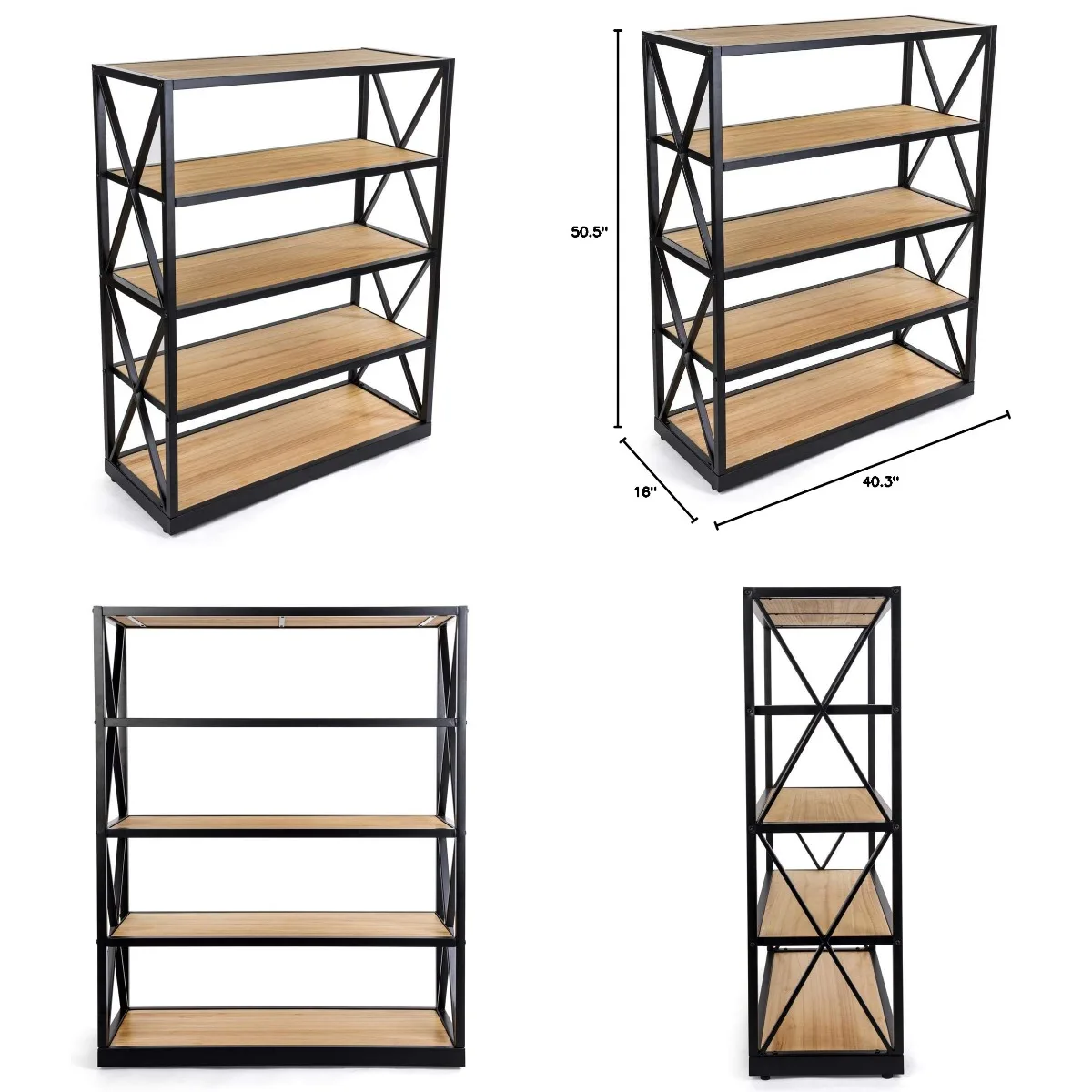 5-Tier Steel Frame Solid Wood Open Back Shelving Unit for Home Office Storage 31.5x16x71in, Customized
5-Tier Steel Frame Solid Wood Open Back Shelving Unit for Home Office Storage 31.5x16x71in, Customized