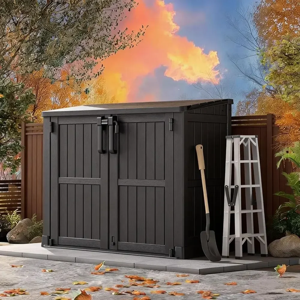 Portable Outdoor Resin Storage Shed, 36 Cu Ft Lockable Waterproof Cabinet for Yards, Easy Assembly, Black
Portable Outdoor Resin Storage Shed, 36 Cu Ft Lockable Waterproof Cabinet for Yards, Easy Assembly, Black