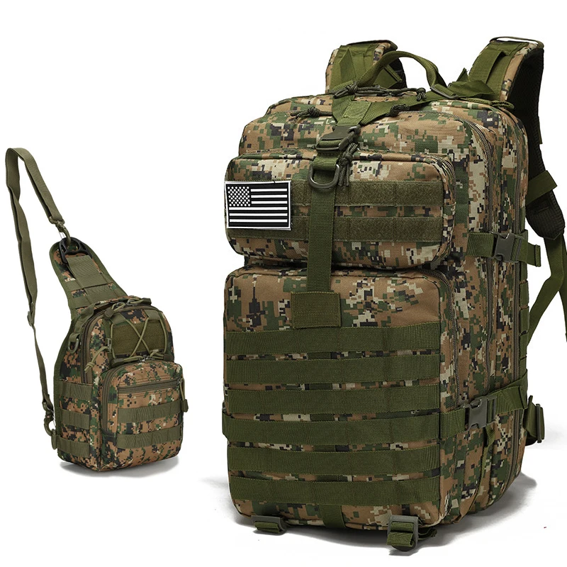 Outdoor Tactical Backpack Casual Travel Backpack Mountaineering Bag Men's New Sports Backpack Give a chest bag
Outdoor Tactical Backpack Casual Travel Backpack Mountaineering Bag Men's New Sports Backpack Give a chest bag