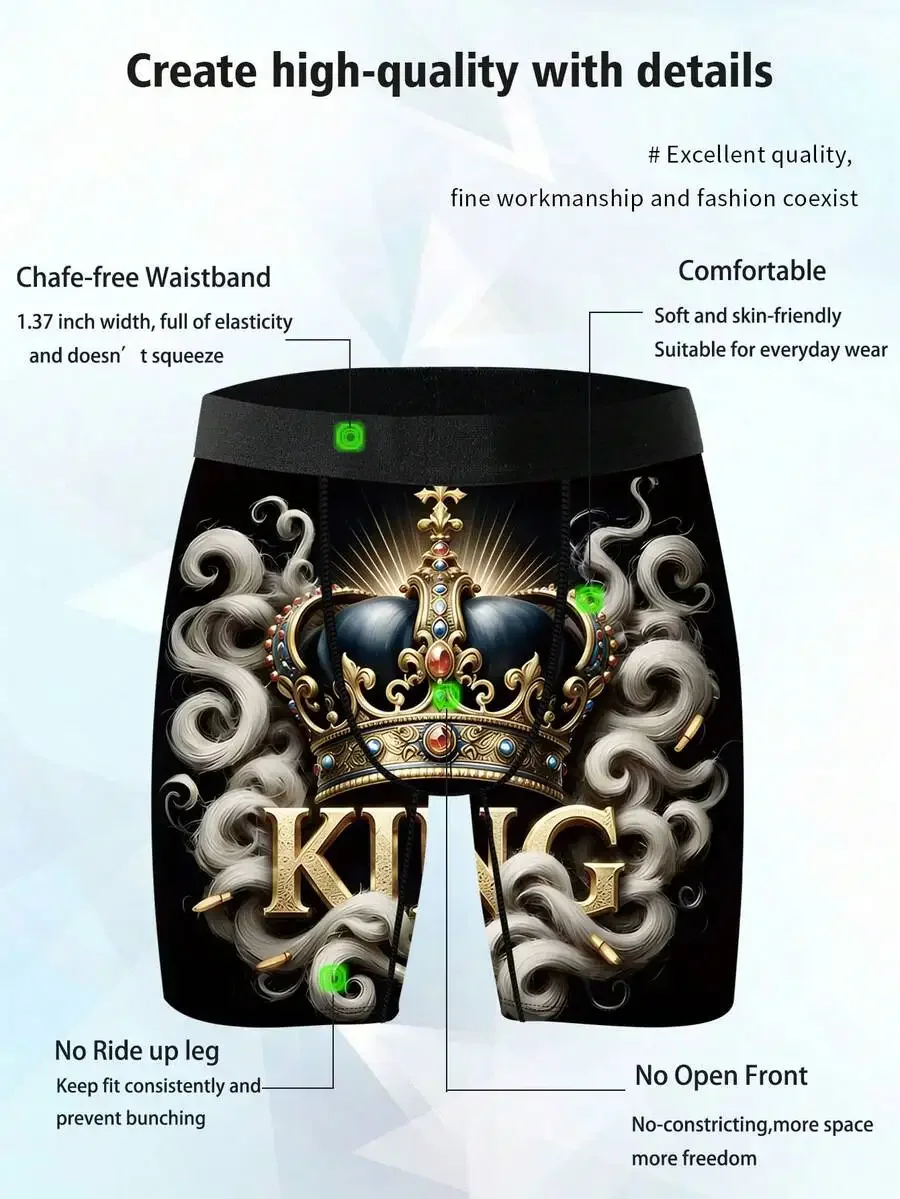 Mens Boxer Shorts With King Crown Print Retro Baroque Style Breathable Soft Knitted Underwear
Mens Boxer Shorts With King Crown Print Retro Baroque Style Breathable Soft Knitted Underwear