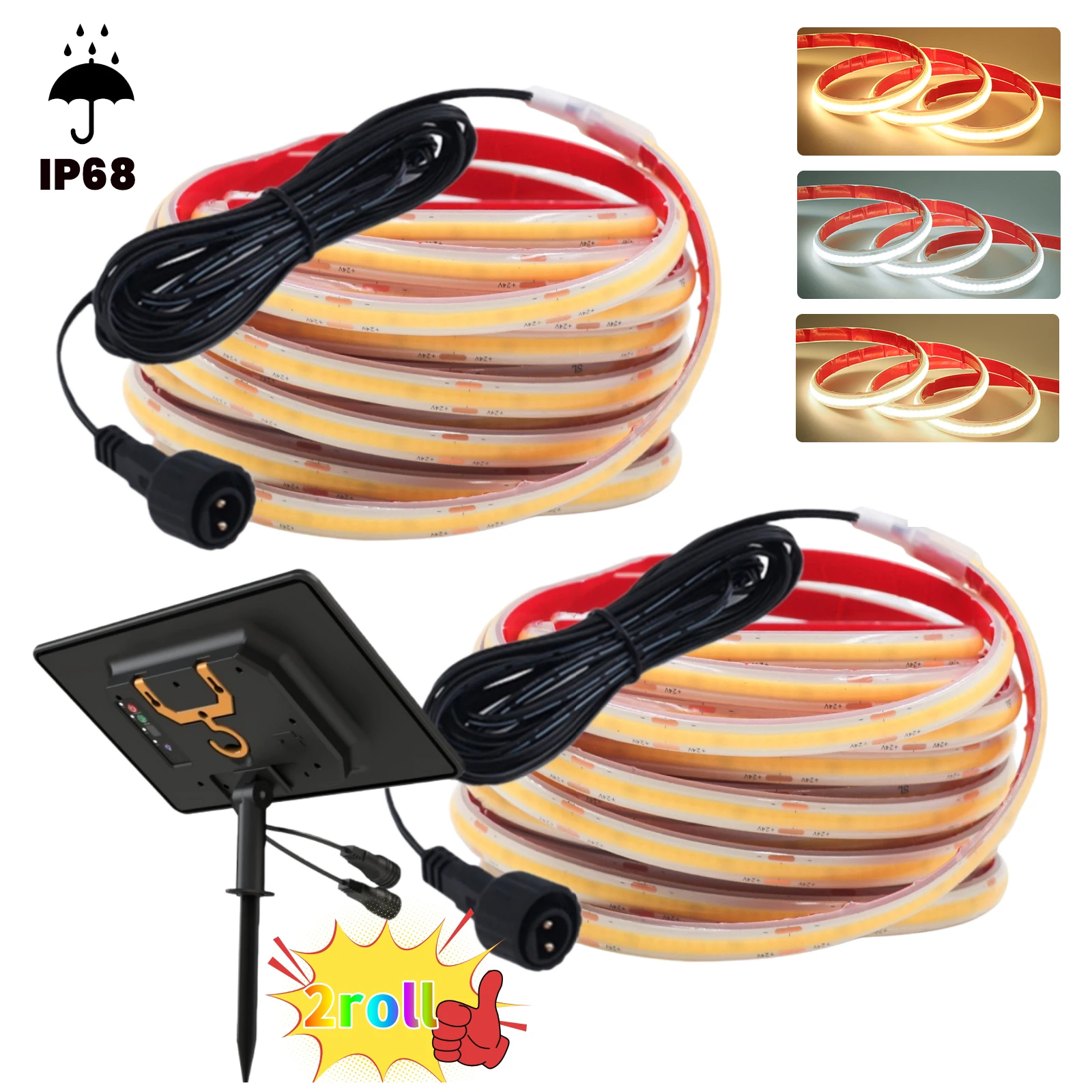 24V COB Strip IP68 Waterproof White Solar Powered Flexible Ribbon Rope LED Light For Outdoor Garden Decoration
24V COB Strip IP68 Waterproof White Solar Powered Flexible Ribbon Rope LED Light For Outdoor Garden Decoration