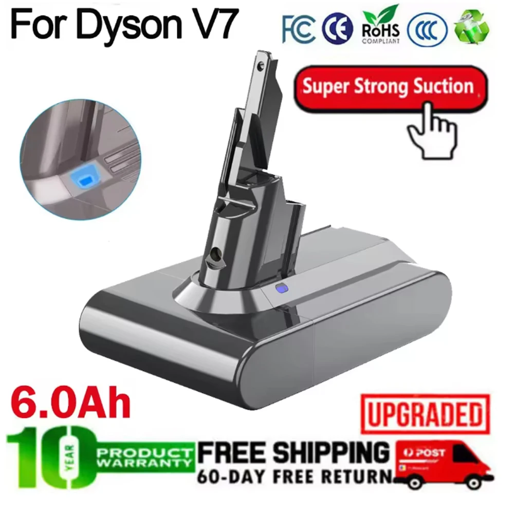 For Dyson V7 6000mah Replacement Battery For Dyson SV11 Motorhead V7 Animal Pro Trigger Cordless Vacuum Cleaner Power Tools
For Dyson V7 6000mah Replacement Battery For Dyson SV11 Motorhead V7 Animal Pro Trigger Cordless Vacuum Cleaner Power Tools