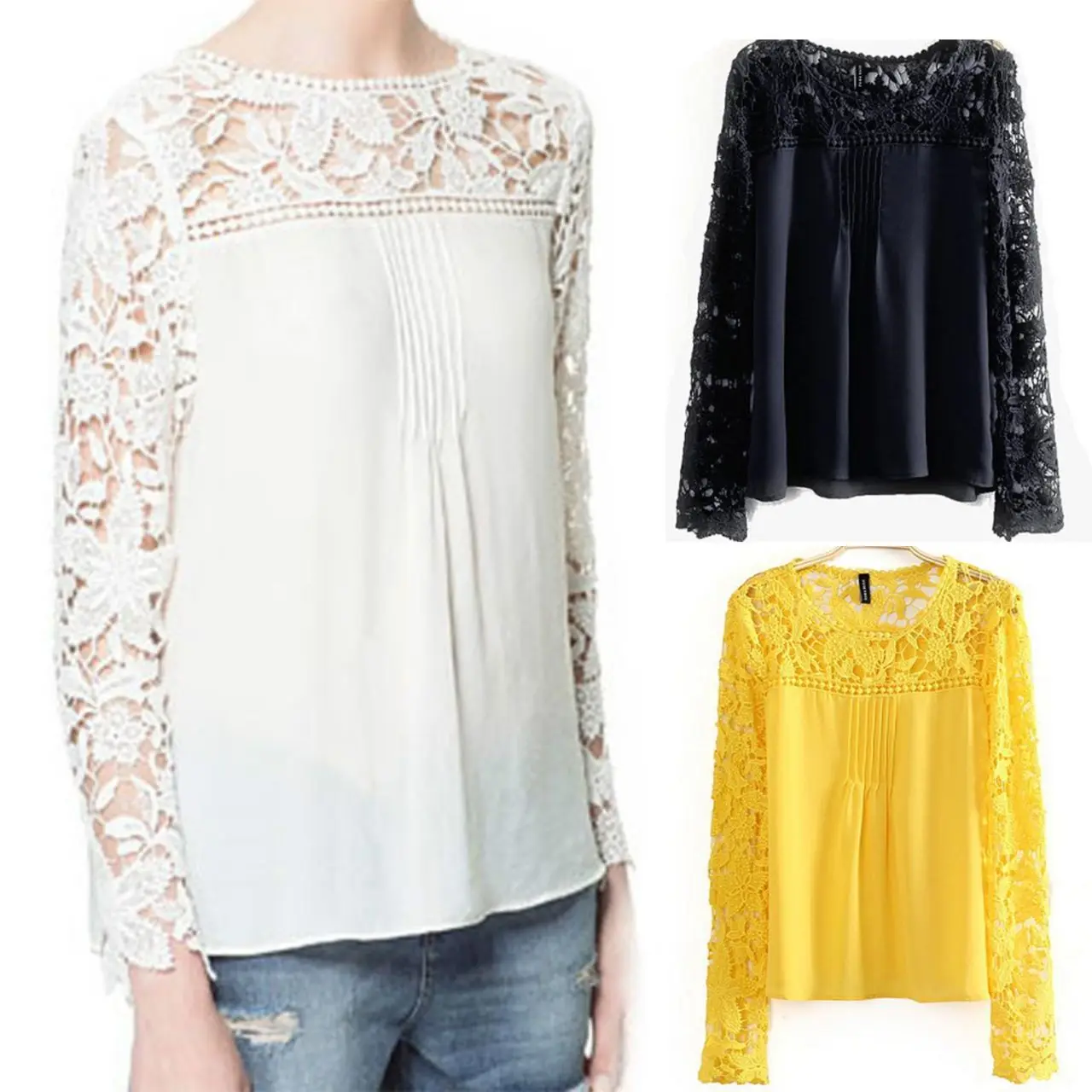 Singwing новая женская шифоновая кружевная летняя рубашка с длинными рукавами, однотонная блузка с круглым вырезом, повседневный топ
Singwing новая женская шифоновая кружевная летняя рубашка с длинными рукавами, однотонная блузка с круглым вырезом, повседневный топ