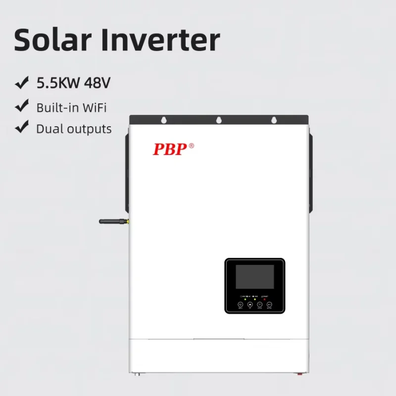 PBP 4KW 5KW 6KW 10KW 230V LCD Display WiFi Remote Inverter Integrated MPPT Dual Output Hybrid Generator String Inversor
PBP 4KW 5KW 6KW 10KW 230V LCD Display WiFi Remote Inverter Integrated MPPT Dual Output Hybrid Generator String Inversor