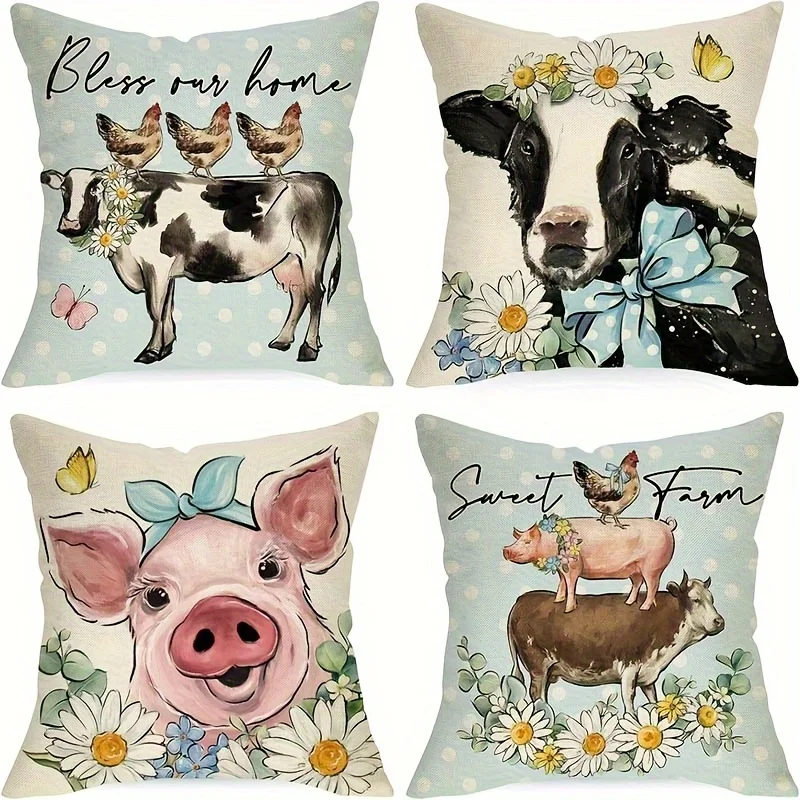 Pillow Covers Set of 4 Farm Animal Sunflower Pillow Covers 18x18 Inch Cow Pig Chicken Sheep Designs Bless Our Home Sweet Farmhouse Quote Country Style Polyester Zipper Closure Machine Washable Sofa Decor Pillow Covers Only No Inserts
Pillow Covers Set of 4 Farm Animal Sunflower Pillow Covers 18x18 Inch Cow Pig Chicken Sheep Designs Bless Our Home Sweet Farmhouse Quote Country Style Polyester Zipper Closure Machine Washable Sofa Decor Pillow Covers Only No Inserts
