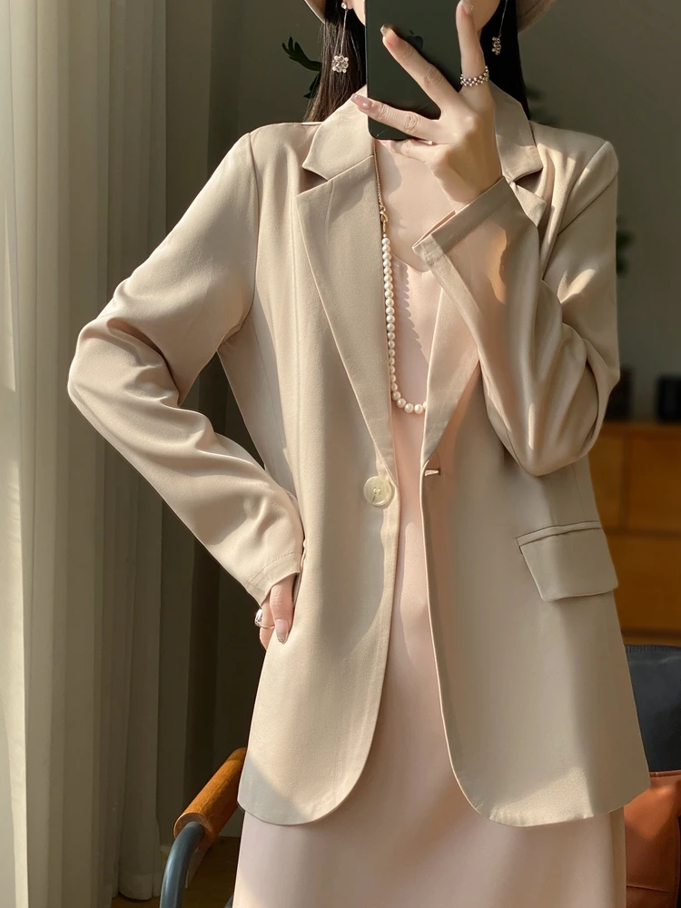 Acetate Satin Women's Suit Casual Loose Pure Color Drape Slim Straight Leisure West Coat Spring Summer New Arrival
Acetate Satin Women's Suit Casual Loose Pure Color Drape Slim Straight Leisure West Coat Spring Summer New Arrival