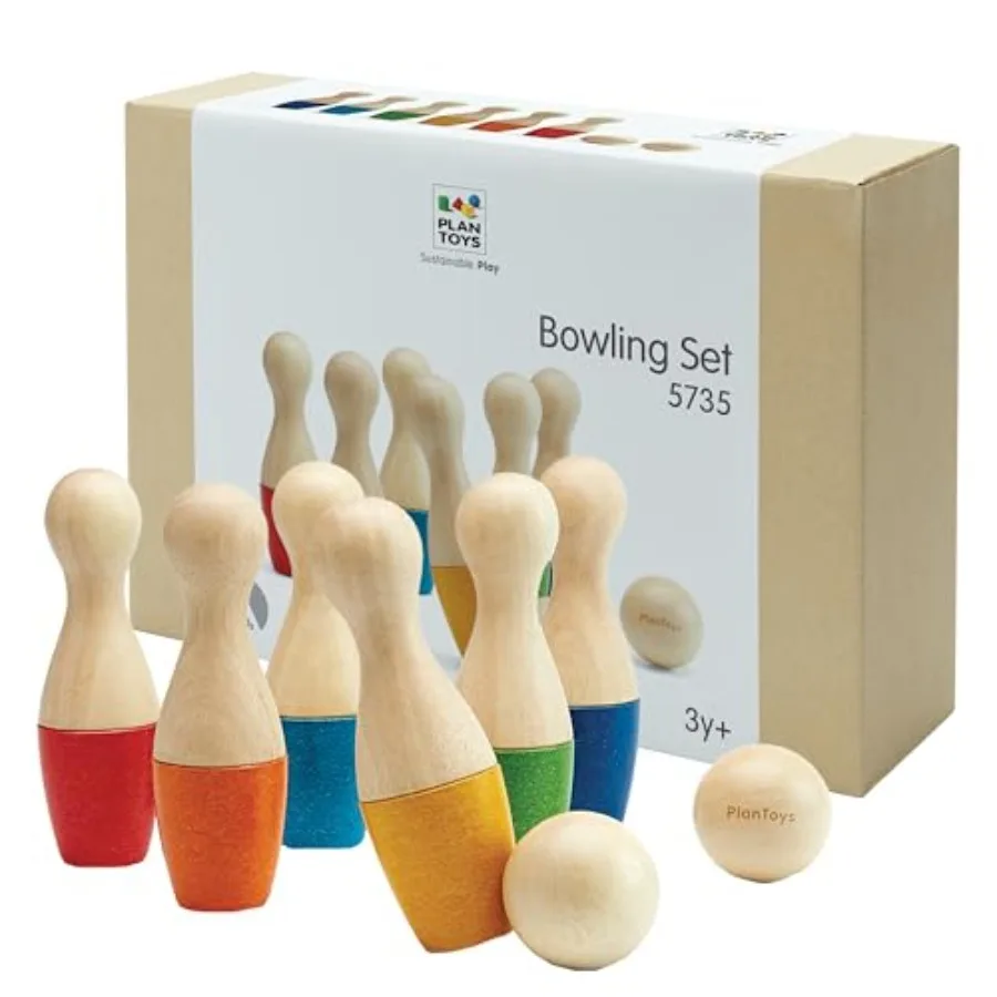 Wooden Montessori bowling set for indoor and outdoor use: eco-friendly beech wood, natural color, promotes gross motor skills,
Wooden Montessori bowling set for indoor and outdoor use: eco-friendly beech wood, natural color, promotes gross motor skills,