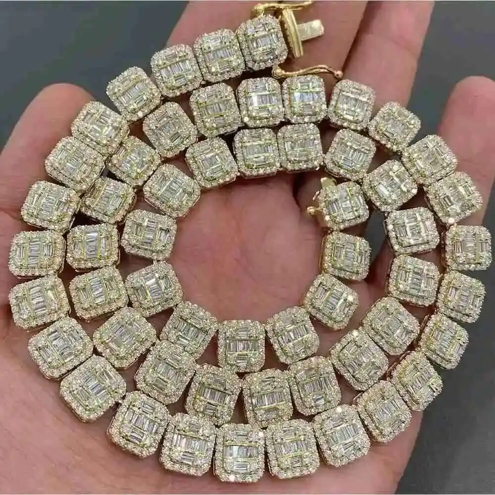 Fully Iced Out Baguette Round Cut Vvs Moissanite Diamond Cluster Tennis Chain 925 Silver Round Baguette Rectangle Link Necklace
Fully Iced Out Baguette Round Cut Vvs Moissanite Diamond Cluster Tennis Chain 925 Silver Round Baguette Rectangle Link Necklace