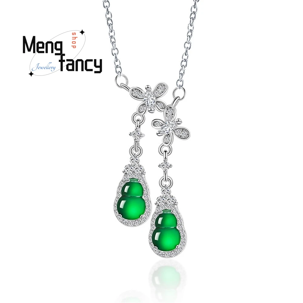 Natural A Goods Jade Yang Green Double Gourd Pendant S925 Silver Inlaid With Ice Kind Of Jade Women's Fashion Pendant Chain
Natural A Goods Jade Yang Green Double Gourd Pendant S925 Silver Inlaid With Ice Kind Of Jade Women's Fashion Pendant Chain