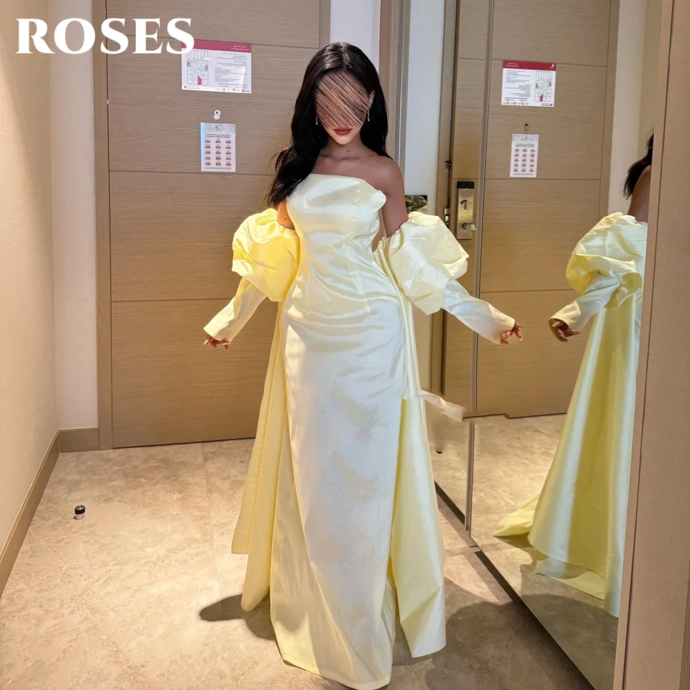 ROSES Yellow Evening Dress Off the Shoulder Prom Dress Pleats Sleeve with Cape Party Formal Gown Dresses robe de bal Customized
ROSES Yellow Evening Dress Off the Shoulder Prom Dress Pleats Sleeve with Cape Party Formal Gown Dresses robe de bal Customized