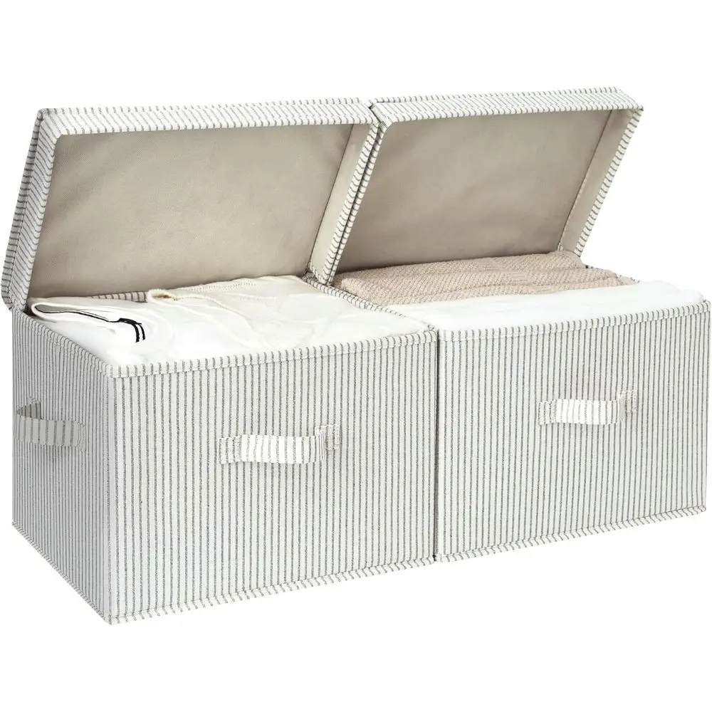 Тканевые корзины для хранения с крышкой, декоративные органайзеры для полок, штабелируемые корзины для шкафа с ручками, большие, полосатые
Тканевые корзины для хранения с крышкой, декоративные органайзеры для полок, штабелируемые корзины для шкафа с ручками, большие, полосатые