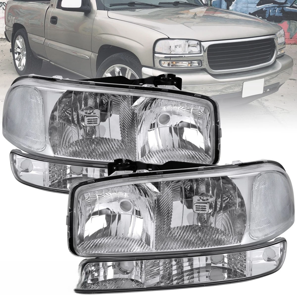 Headlights+Bumper Signal Lamps Fits 1999-2006 GMC Sierra 00-06 Yukon XL L+R
Headlights+Bumper Signal Lamps Fits 1999-2006 GMC Sierra 00-06 Yukon XL L+R
