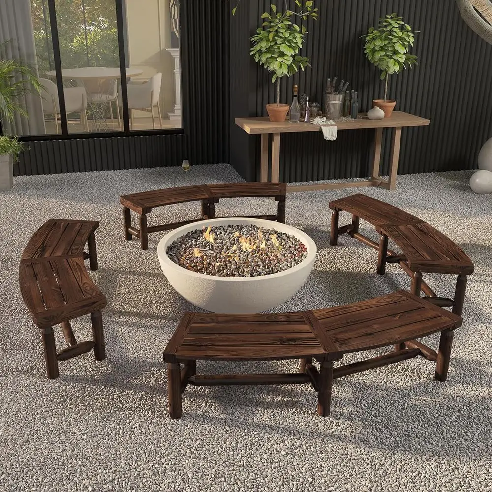 2-Person Outdoor Bench with Fire Pit, Curved Back, Pine Wood, 710 lbs Capacity, Rustic Brown
2-Person Outdoor Bench with Fire Pit, Curved Back, Pine Wood, 710 lbs Capacity, Rustic Brown