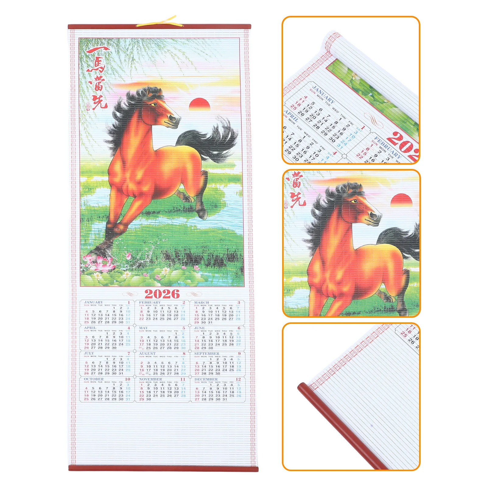 Год лошади 2026, подвесной прокрутки, традиционный китайский настенный календарь с детальной печатью для домашнего офиса, праздничный
Год лошади 2026, подвесной прокрутки, традиционный китайский настенный календарь с детальной печатью для домашнего офиса, праздничный