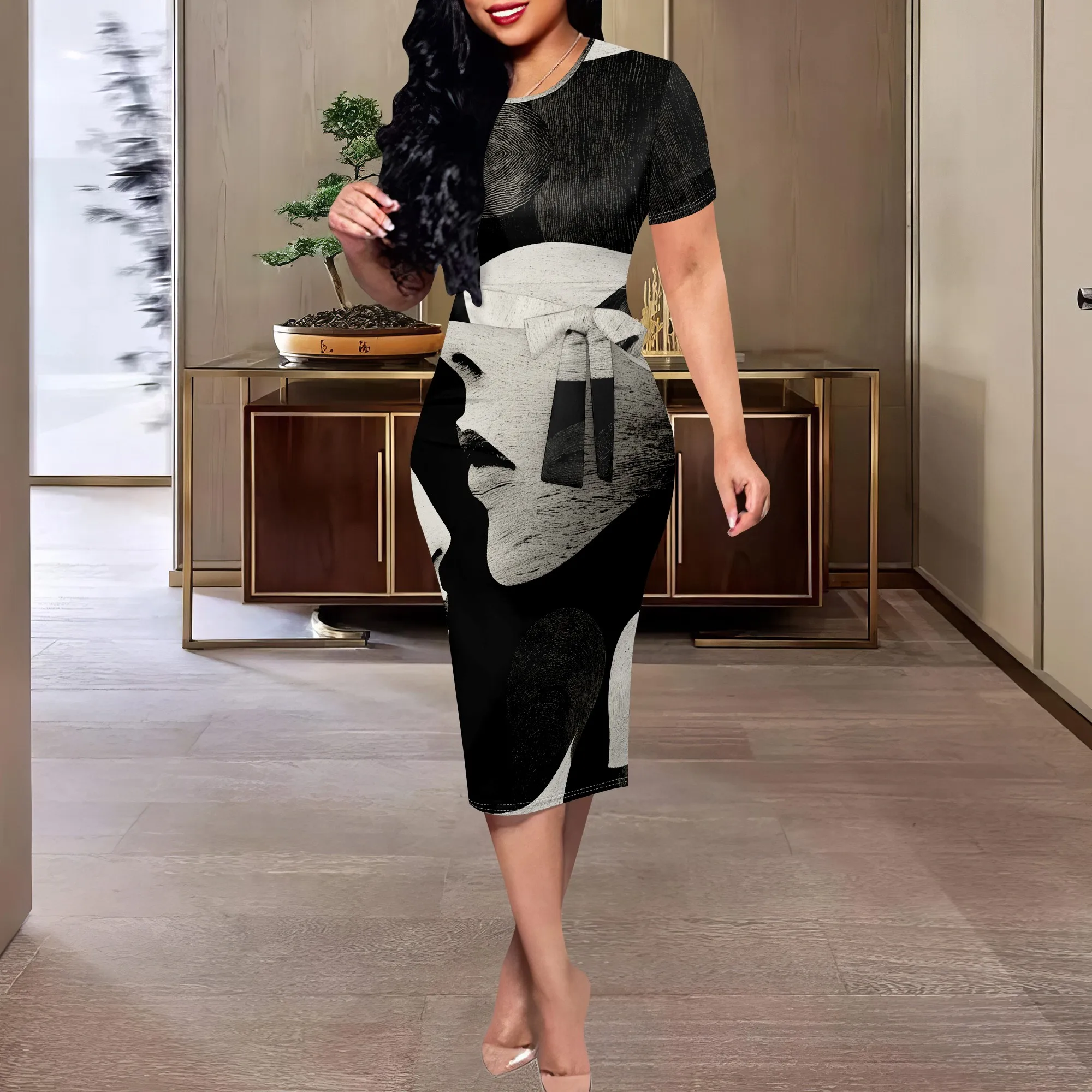 Abstract Face Print Midi Dress XS-3XL Artistic Black & White Bodycon Style for Museum or Art Event Look
Abstract Face Print Midi Dress XS-3XL Artistic Black & White Bodycon Style for Museum or Art Event Look