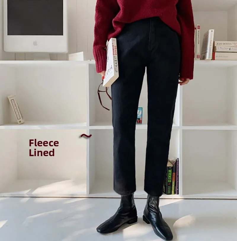 Thiened Fce Winter Commuter Jeans Women's Stand Fit Jeans Deep Color Multi-ket l Waist Zipper Closure
Thiened Fce Winter Commuter Jeans Women's Stand Fit Jeans Deep Color Multi-ket l Waist Zipper Closure