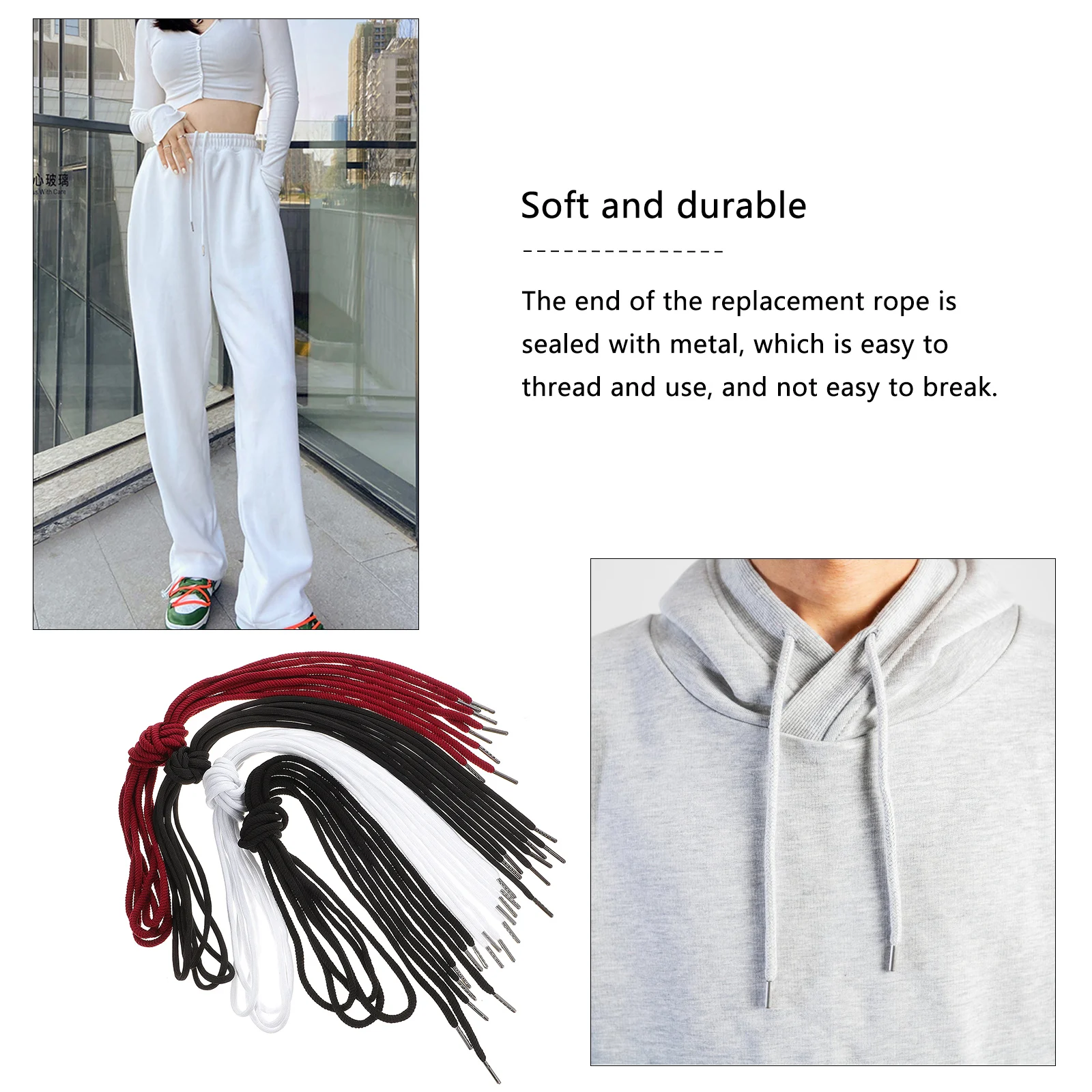 16 Pcs Sportswear Drawstring Replacement Hoodie Cord for Pants Jacket Hat Elastic Clothes String Easy Threader Portable
16 Pcs Sportswear Drawstring Replacement Hoodie Cord for Pants Jacket Hat Elastic Clothes String Easy Threader Portable