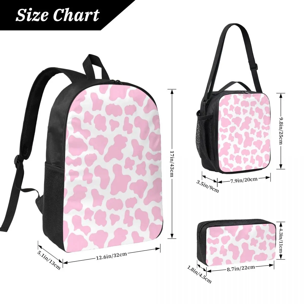 Pink Strawberry Cow Print Aesthetic Pattern Backpack Student Boys Girls BookBag School Bag 3ps Insulated Lunch Bag Pencil Case
Pink Strawberry Cow Print Aesthetic Pattern Backpack Student Boys Girls BookBag School Bag 3ps Insulated Lunch Bag Pencil Case