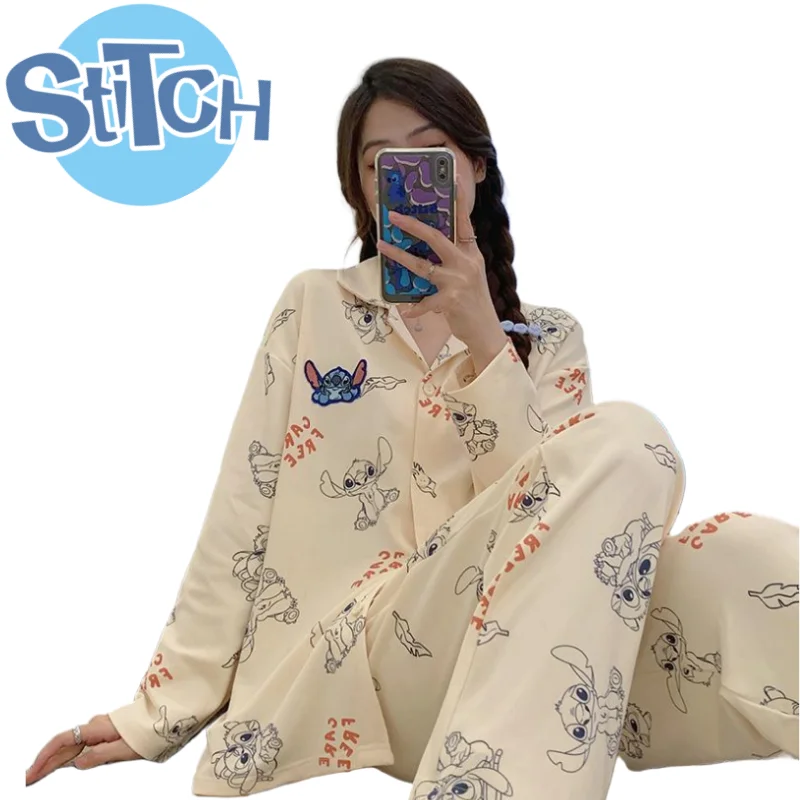 Stitch Long-sleeved Pyjama Set Cute Soft Comfortable Loungewear Bedchamber Girl Holiday Gift Trousers Embroidered Cotton Leisure
Stitch Long-sleeved Pyjama Set Cute Soft Comfortable Loungewear Bedchamber Girl Holiday Gift Trousers Embroidered Cotton Leisure