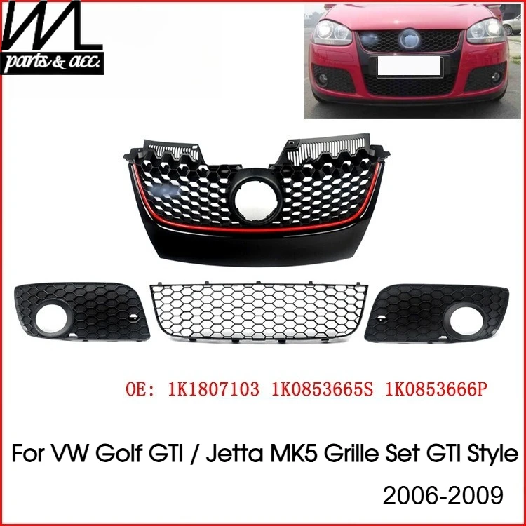 Для Volkswagen VW Golf GTI / Jetta MK5 2006-2009 гг., комплект передних решеток GTI Style, сотовая сетка, крышка противотуманных фар, рамка, гоночные грили
Для Volkswagen VW Golf GTI / Jetta MK5 2006-2009 гг., комплект передних решеток GTI Style, сотовая сетка, крышка противотуманных фар, рамка, гоночные грили