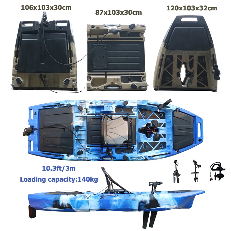 10ft Fin Propeller Pedal Drive Motorized Detachable HDPE Moduar Kayak Portable for 1 Person Ocean Fishing With Electric Motor
10ft Fin Propeller Pedal Drive Motorized Detachable HDPE Moduar Kayak Portable for 1 Person Ocean Fishing With Electric Motor
