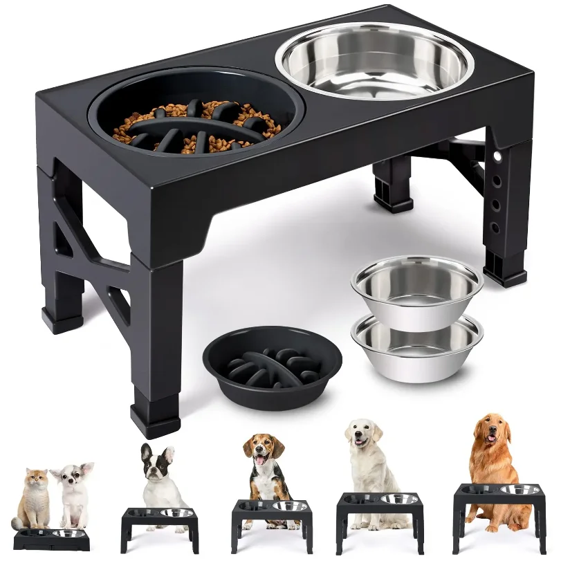 Elevated Dog Feeder Bowls Adjustable Raised Stand with Double Stainless Steel Food Water Bowls Small Medium Large Dogs
Elevated Dog Feeder Bowls Adjustable Raised Stand with Double Stainless Steel Food Water Bowls Small Medium Large Dogs