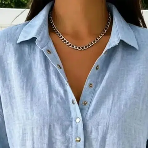 2026 Women's Summer Fashionable Comfortable Lapel Button Solid Color V-Neck Casual Loose Design Short Sleeve Shirt for Women
2026 Women's Summer Fashionable Comfortable Lapel Button Solid Color V-Neck Casual Loose Design Short Sleeve Shirt for Women