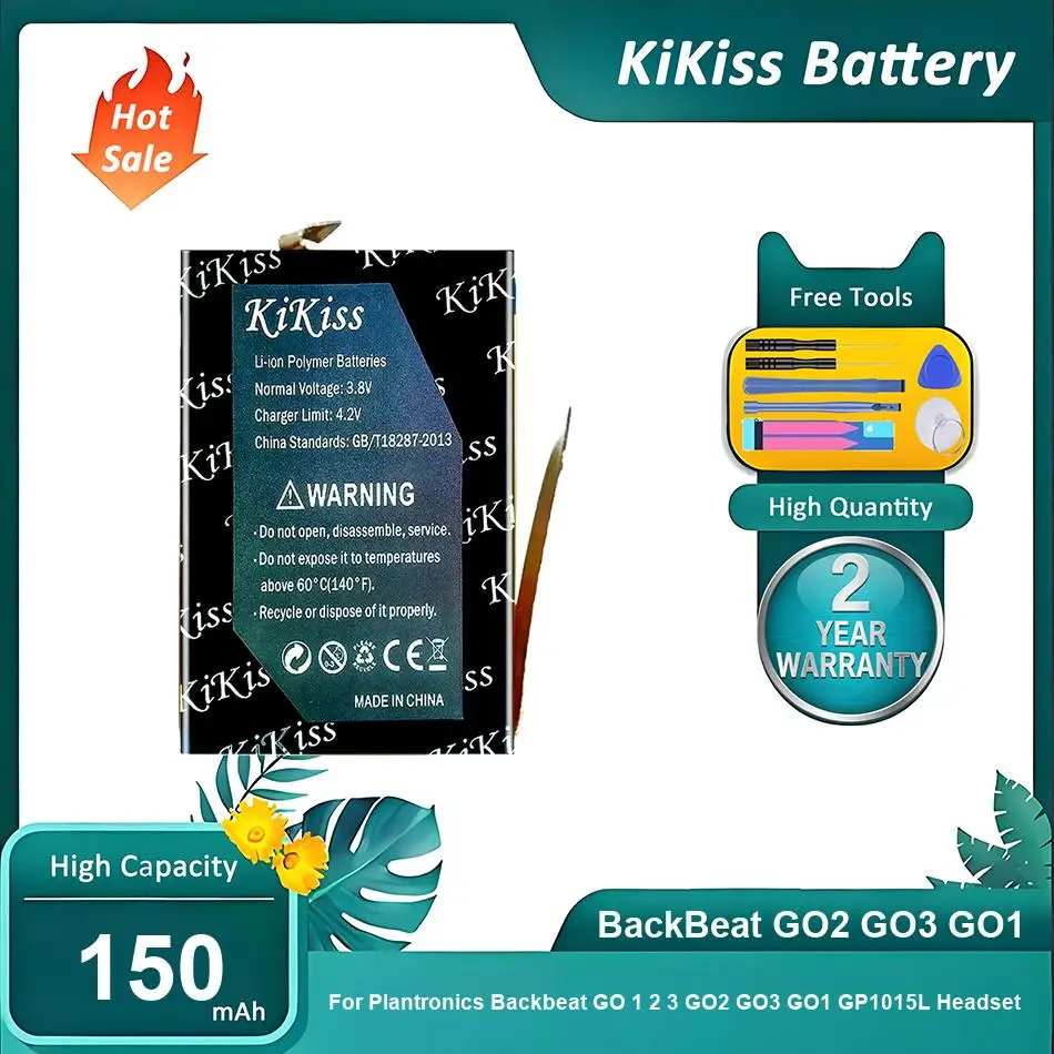 KiKiss Battery For Plantronics Backbeat GO 1 2 3 GP1015L,BackBeat GO2 GO3 GO1,150mAh
KiKiss Battery For Plantronics Backbeat GO 1 2 3 GP1015L,BackBeat GO2 GO3 GO1,150mAh