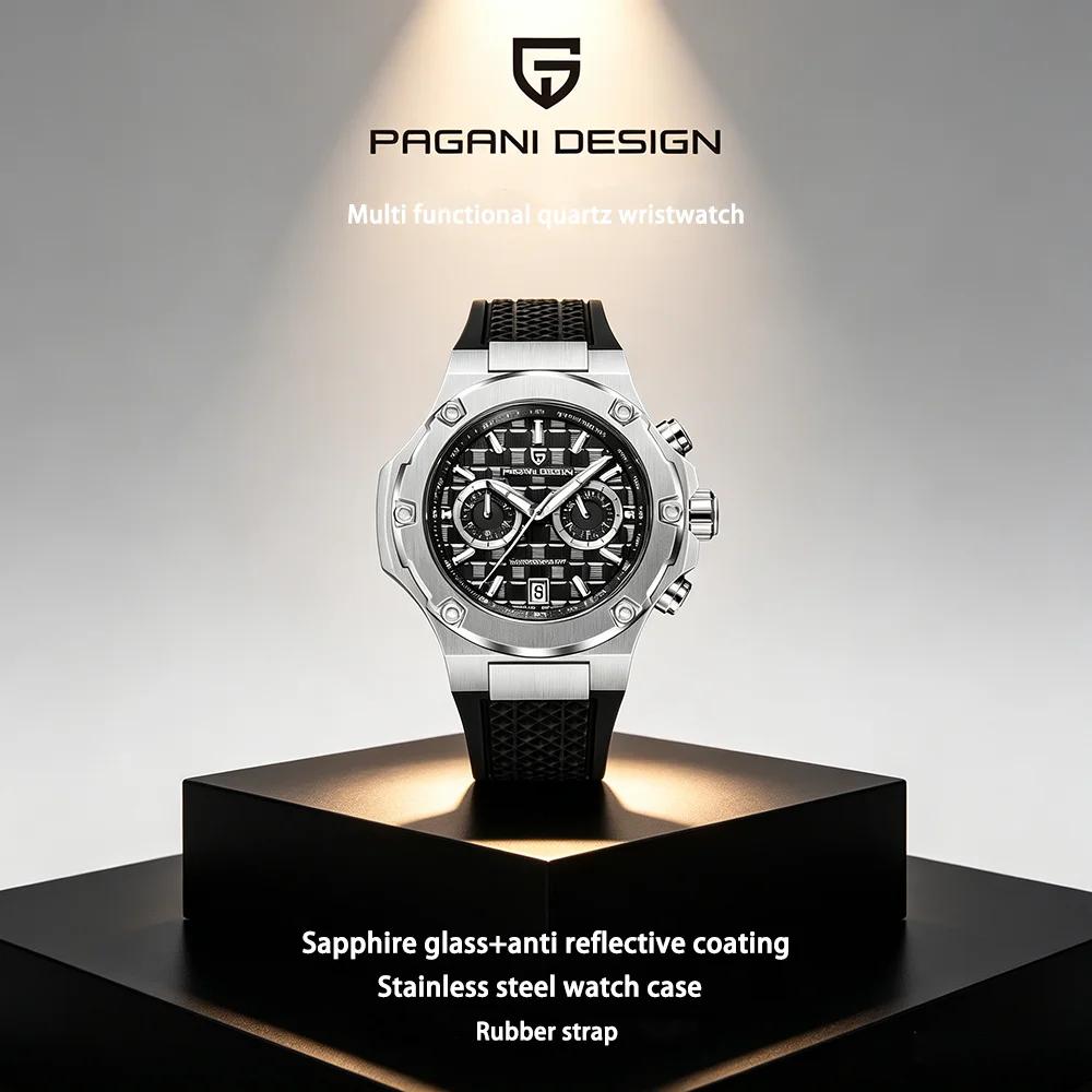 Pagani Design PD-YS032 Men's Watch Japanese Quartz Movement Stainless Steel Case Black Rubber Waterproof Sport Men's Watch
Pagani Design PD-YS032 Men's Watch Japanese Quartz Movement Stainless Steel Case Black Rubber Waterproof Sport Men's Watch