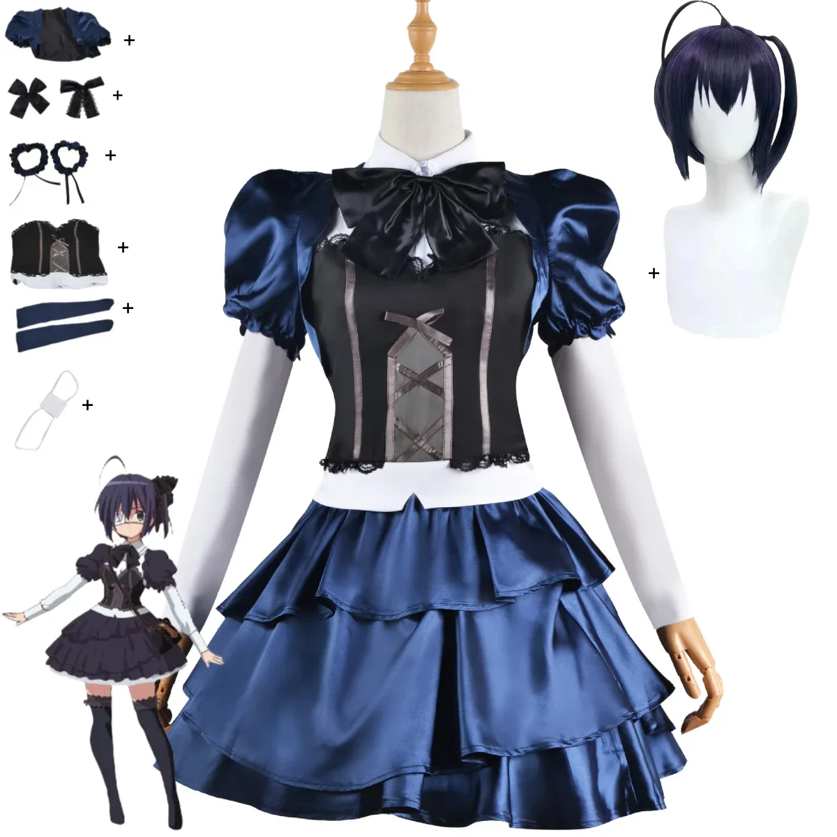 Аниме Love, Chunibyo & Other Delusions Takanashi Rikka Косплей Костюм Chuunibyou Demo Koi Ga Shitai! Платье Лолиты, парик, милый костюм
Аниме Love, Chunibyo & Other Delusions Takanashi Rikka Косплей Костюм Chuunibyou Demo Koi Ga Shitai! Платье Лолиты, парик, милый костюм