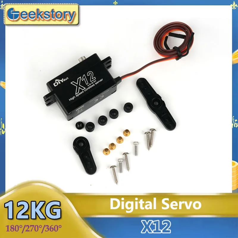 12KG X12 Short Body Digital Servo 180°/270°/360° Coreless Motor 4.8-8.4v Stainless Steel Gear Full Metal Servo Parts for RC Car
12KG X12 Short Body Digital Servo 180°/270°/360° Coreless Motor 4.8-8.4v Stainless Steel Gear Full Metal Servo Parts for RC Car