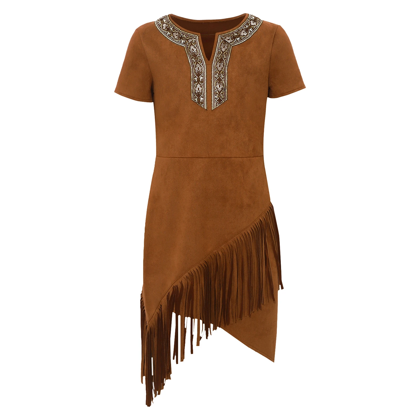 Kids Tribal Fringe Dress Native Style Short Sleeve Irregular Hem for Stage Performance Cosplay Costume Dress Up
Kids Tribal Fringe Dress Native Style Short Sleeve Irregular Hem for Stage Performance Cosplay Costume Dress Up