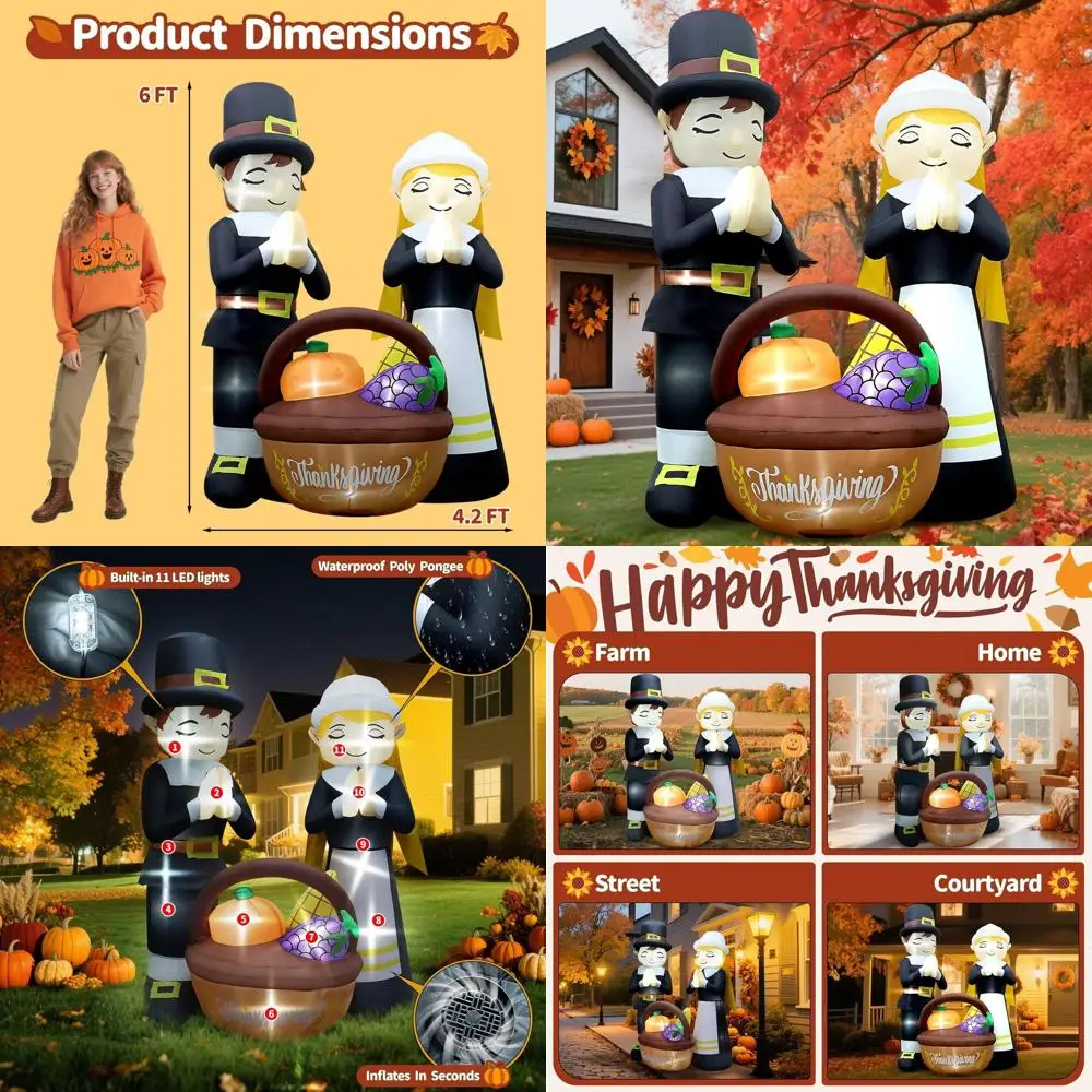 Lighted 6FT Thanksgiving Outdoor Inflatable Boy & Girl with Basket, 11 LED Lights, Autumn Holiday Lawn Decor
Lighted 6FT Thanksgiving Outdoor Inflatable Boy & Girl with Basket, 11 LED Lights, Autumn Holiday Lawn Decor