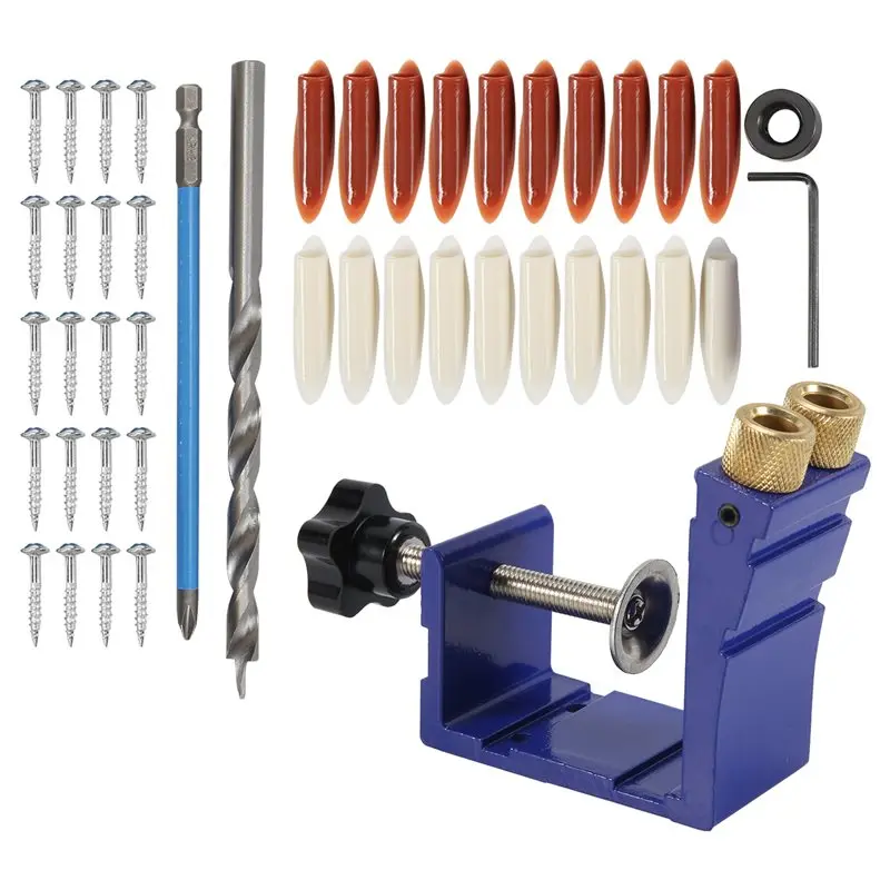 A02M-1 Set Pocket Screw Jig Pocket Hole Drill Guide Jig Set For 15° Angled Holes, For Woodworking Angle Drilling Holes A
A02M-1 Set Pocket Screw Jig Pocket Hole Drill Guide Jig Set For 15° Angled Holes, For Woodworking Angle Drilling Holes A