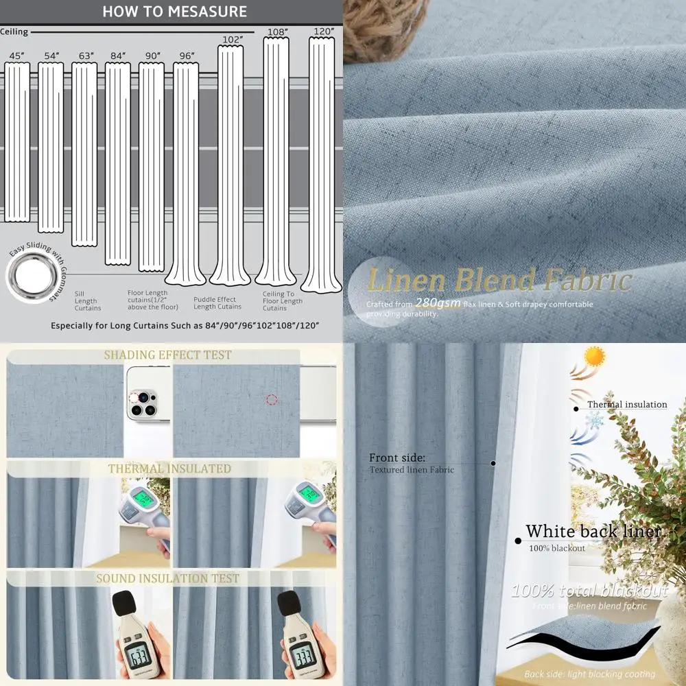 Set of 2, 84 Blackout Linen Curtains for Living Room/Bedroom, 100% Thermal Insulated, Room Darkening Grommet Panels
Set of 2, 84 Blackout Linen Curtains for Living Room/Bedroom, 100% Thermal Insulated, Room Darkening Grommet Panels