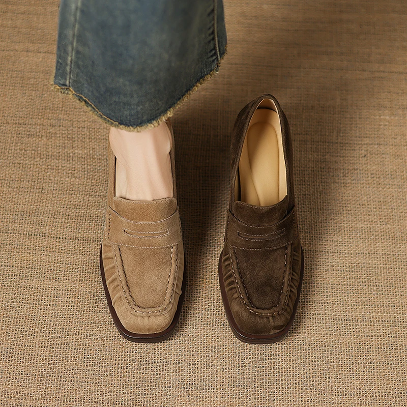 2026 spring summer women pumps natural leather 22-25cm kid suede+cowhide+pigskin round toe thick high heel loafers women shoes
2026 spring summer women pumps natural leather 22-25cm kid suede+cowhide+pigskin round toe thick high heel loafers women shoes