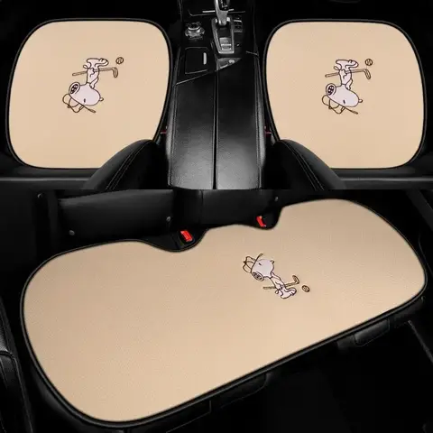 Snoopy car linen seat cushion Four seasons universal three-piece summer fashion cartoon non-slip breathable seat cushion