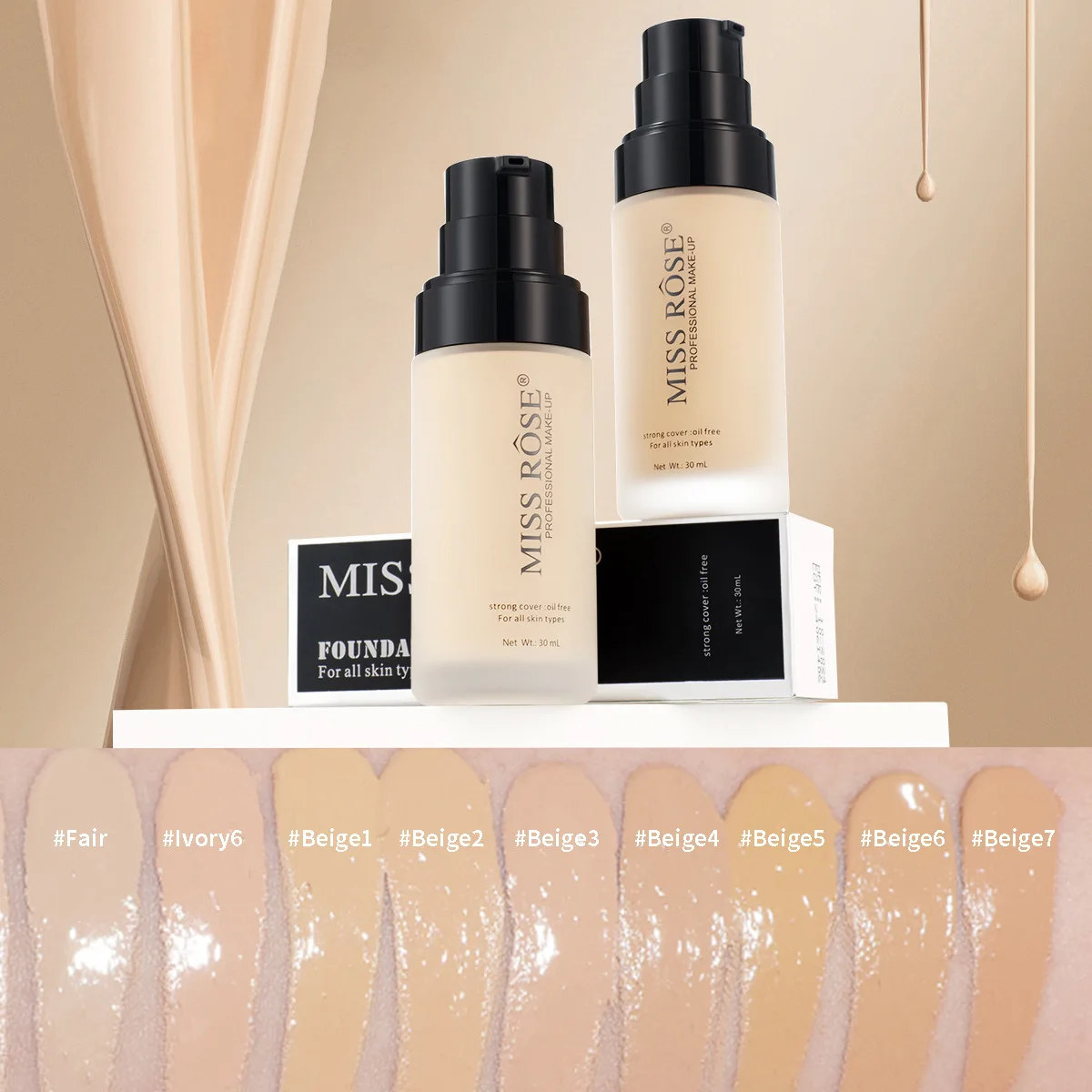 MISS ROSE 30ml Liquid Foundation Concealer Moisturizing Hydrating Brightening Skin Tone Lightweight Facial Makeup Base
MISS ROSE 30ml Liquid Foundation Concealer Moisturizing Hydrating Brightening Skin Tone Lightweight Facial Makeup Base