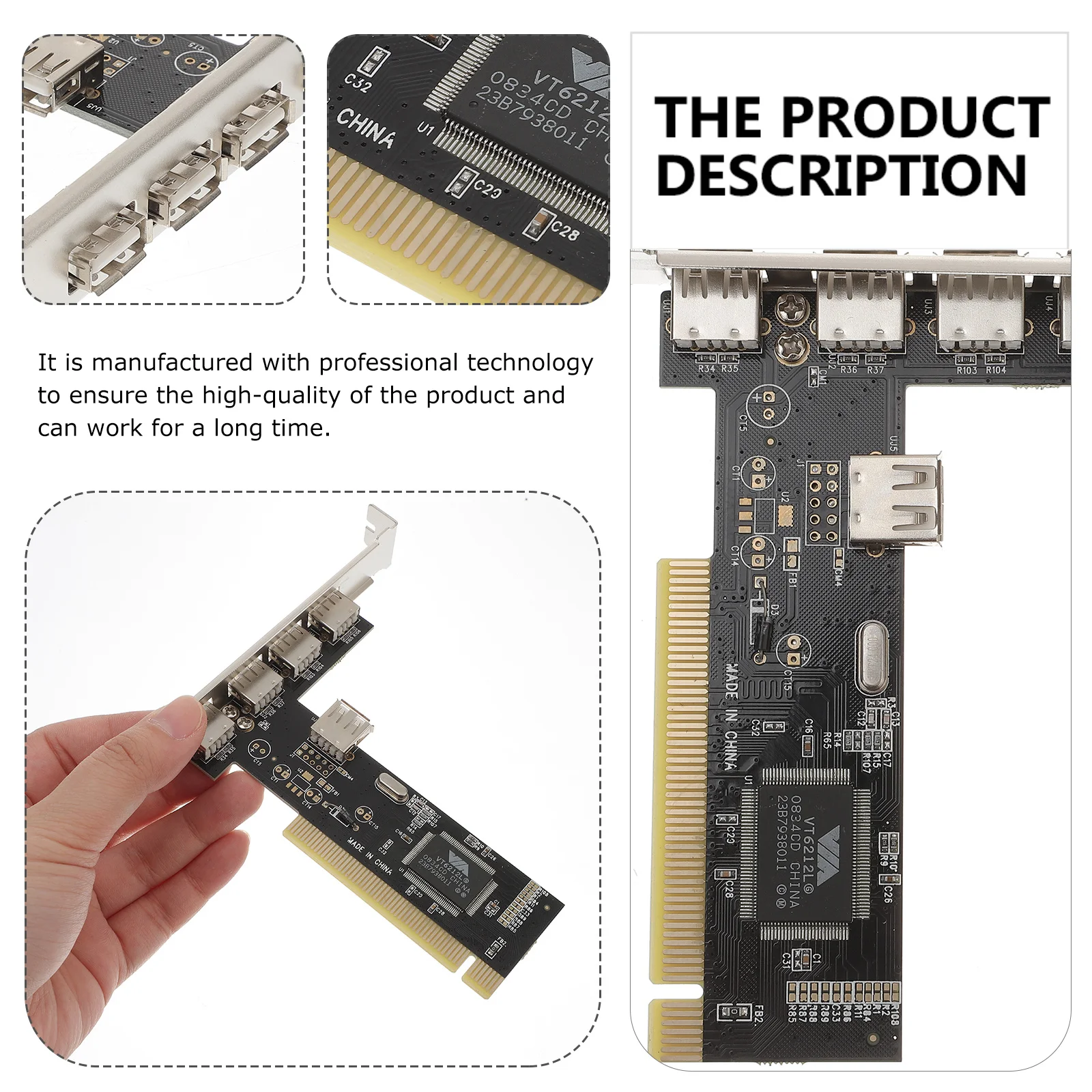 Pci-E Riser 5-Port Usb20 Extension Adapter Pcie Card Support 32bit Bus 33mhz No Driver Needed Pci-E Extender Pcie USB Extender