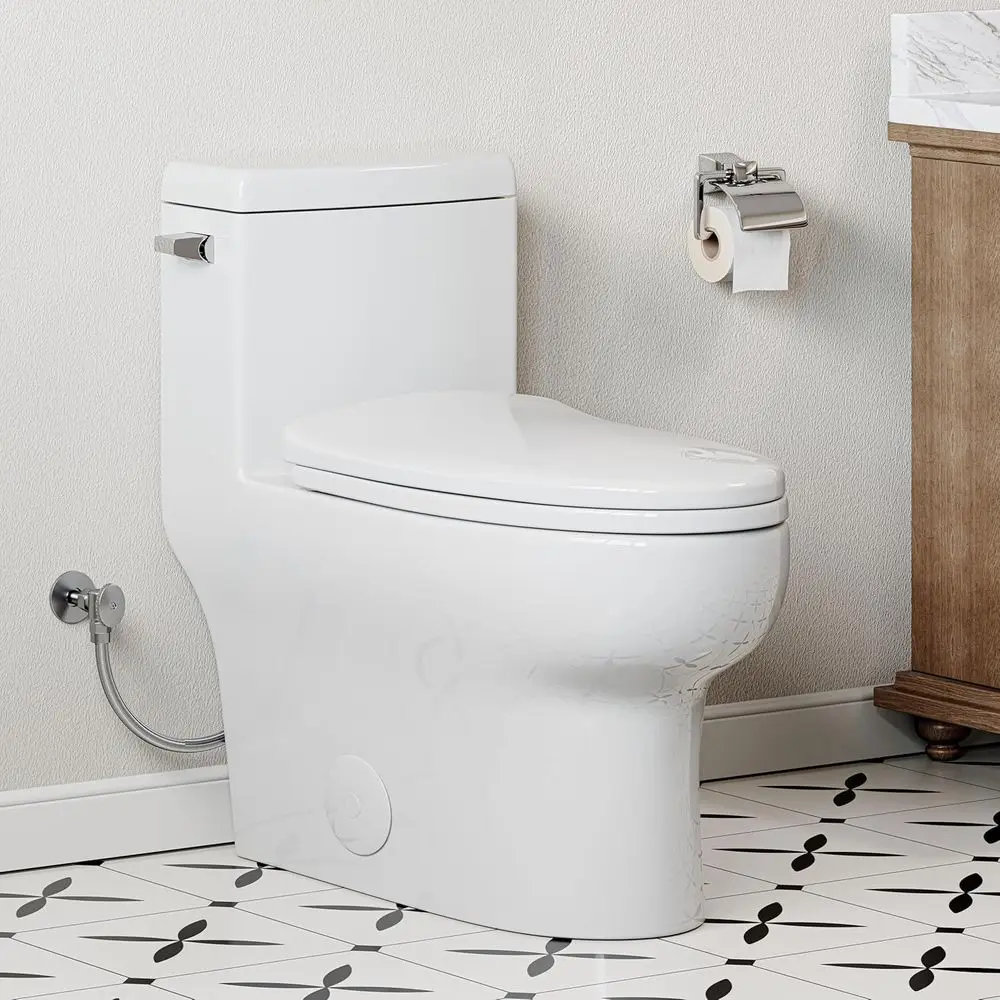 One-Piece Elongated Toilet, 1.28 GP High Eiciency, Easy Cleaning Design, Let-Hand lush Lever, Sot-Close Seat, Compact ern Bathro
One-Piece Elongated Toilet, 1.28 GP High Eiciency, Easy Cleaning Design, Let-Hand lush Lever, Sot-Close Seat, Compact ern Bathro