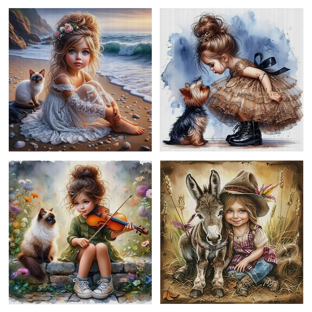 4pcs Girl Printed Cross Stitch Kit 40x40cm DIY 14CT Thread Art Needlework Decor
4pcs Girl Printed Cross Stitch Kit 40x40cm DIY 14CT Thread Art Needlework Decor