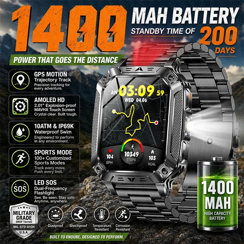 2026New Outdoor Men Sports Smart Watch 1400mAh Battery GPS SOS Flashlight 10ATM Waterproof Bluetooth Call AMOLED HD Smartwatches
2026New Outdoor Men Sports Smart Watch 1400mAh Battery GPS SOS Flashlight 10ATM Waterproof Bluetooth Call AMOLED HD Smartwatches