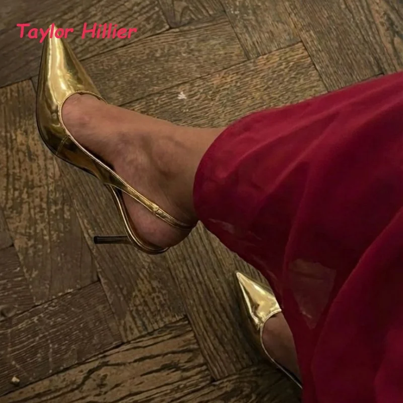 Gold Metallic Patent Leather Women's Pointed Toe Slingback Heels Adjustable Buckle Stiletto Party Evening Daily Casual Shoes
Gold Metallic Patent Leather Women's Pointed Toe Slingback Heels Adjustable Buckle Stiletto Party Evening Daily Casual Shoes