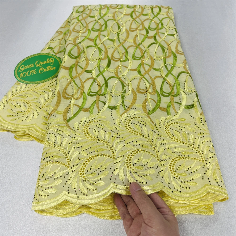 New 100% Cotton Swiss Voile Lace Fabric 2024 High Quality Women Party Stone Embroidery Nigerian Lace Materials 5 Yards Materials
New 100% Cotton Swiss Voile Lace Fabric 2024 High Quality Women Party Stone Embroidery Nigerian Lace Materials 5 Yards Materials