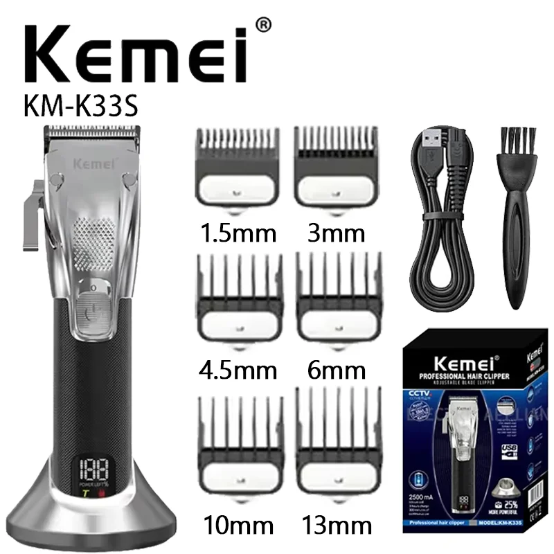 Kemei KM-K33s USB Charging Men'S Hair Clipper Metal Hair Trimmer Adjustable Head with Charging Base Hair Trimmer for Men
Kemei KM-K33s USB Charging Men'S Hair Clipper Metal Hair Trimmer Adjustable Head with Charging Base Hair Trimmer for Men