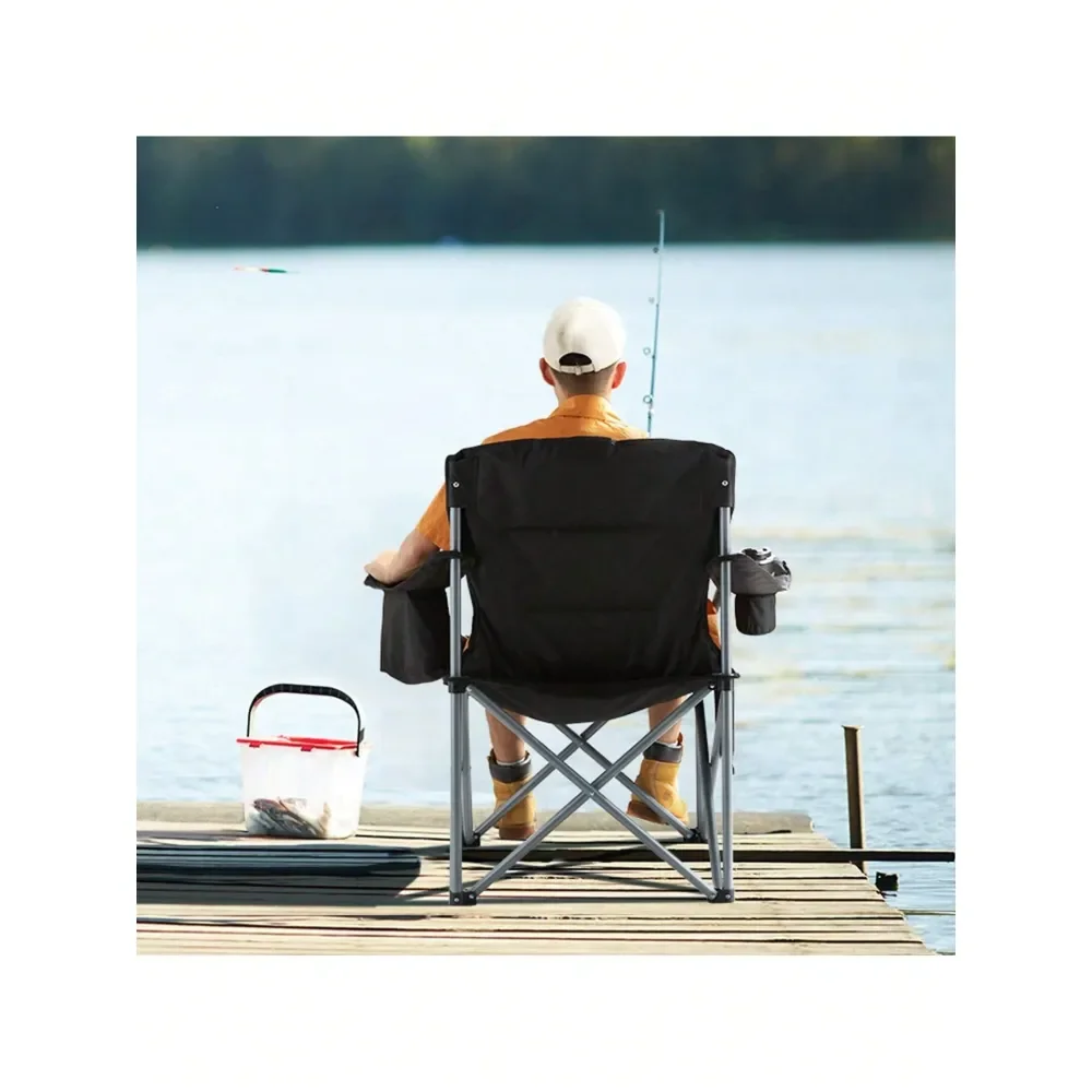 Camping Folding Chair, 350lbs Load Heavy Duty Outdoor Quad Lumbar Back Padded With Side Pockets, Cup Holder And Cooler Bag For
Camping Folding Chair, 350lbs Load Heavy Duty Outdoor Quad Lumbar Back Padded With Side Pockets, Cup Holder And Cooler Bag For